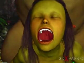 Grün monster- ungeheuer fickt schwer ein rallig weiblich goblin arwen im die enchanted wald